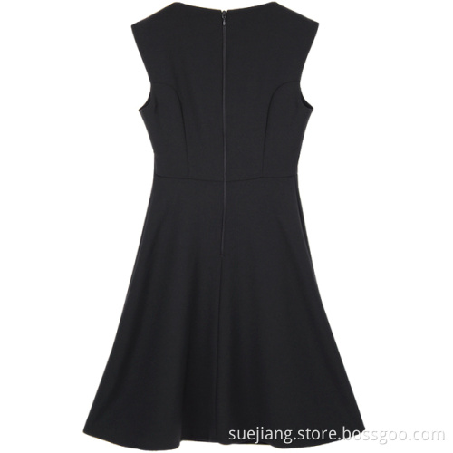 Wear Knee Length Black Office Lady Dress